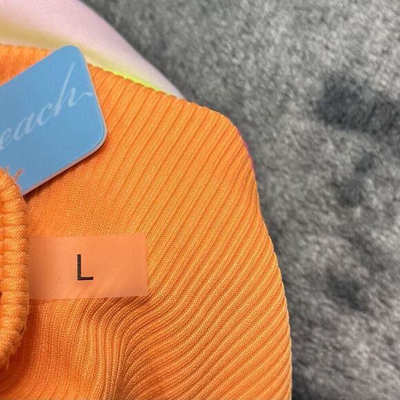 POPVIL Sz L High Waisted Bikini Bottom Neon Color Block Pink Yellow Orange NWT - Picture 5 of 10